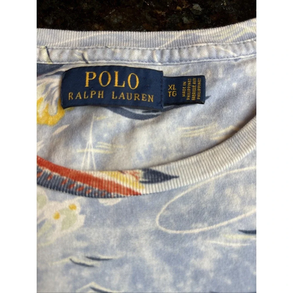 Polo Ralph Lauren Tropical Palm Tree‎ Island Marlin Fishing Men's XL